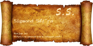 Sigmond Sára névjegykártya