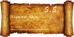 Sigmond Sára névjegykártya